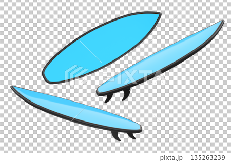 Set of surfboard for summer surfing on surf board on white background. 135263239