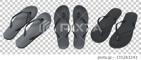 Set of beach flip-flops or sandals for summer holidays on white background. 135263243