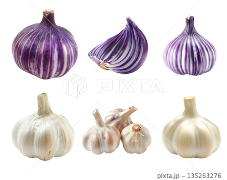 Ripe creole garlic bulb isolated on a white background 135263276