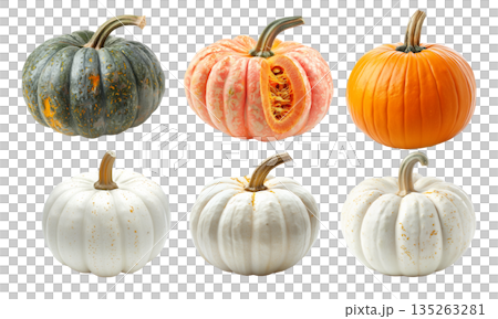 White lumina pumpkin isolated on a white background. Simplicity and natural beauty of the squash 135263281