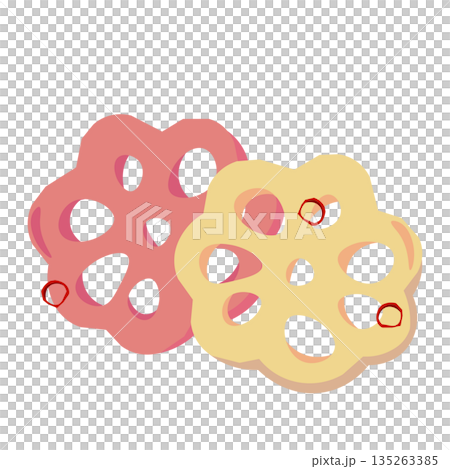 Two-colored pickled lotus root vector illustration 135263385