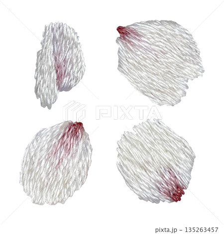 【桜の花びらセット】手刺繍イラスト素材 135263457