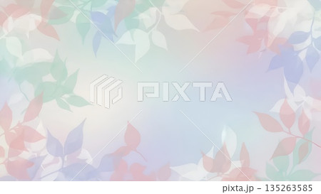 パステルカラーのカラフルなボタニカルフレーム背景　植物柄の壁紙　コピースペース 135263585