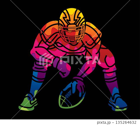 American Football Player Ready to Fight Cartoon Sport Graphic Vector American Football Player Ready to Fight Cartoon Sport Graphic Vector 135264632