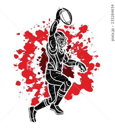Graffiti American Football Player Cartoon Sport Graphic Vector 135264634