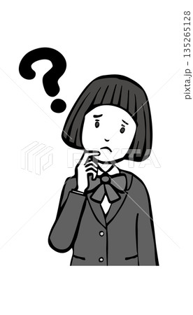 【モノクロ】制服の女の子 135265128
