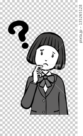 【モノクロ】制服の女の子 135265128
