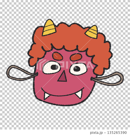 節分紅鬼面具插圖 135265390