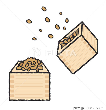 節分の升に入った豆のイラスト 節分の升に入った豆のイラスト 135265393