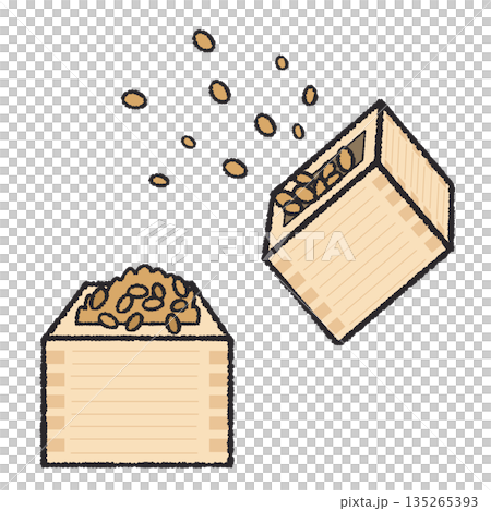 節分盒中的豆子插圖 135265393