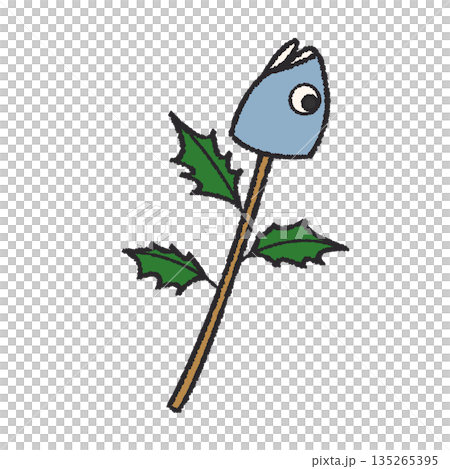 沙丁魚頭和冬青插圖 135265395