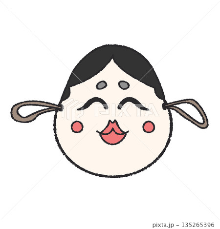 お多福のお面のイラスト 135265396