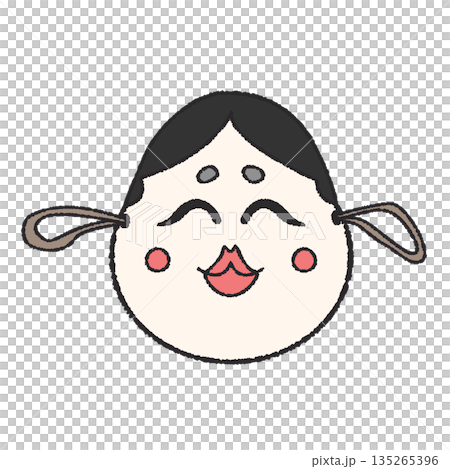 お多福のお面のイラスト 135265396