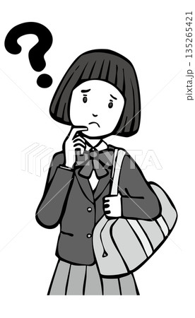 【モノクロ】制服の女の子 【モノクロ】制服の女の子 135265421