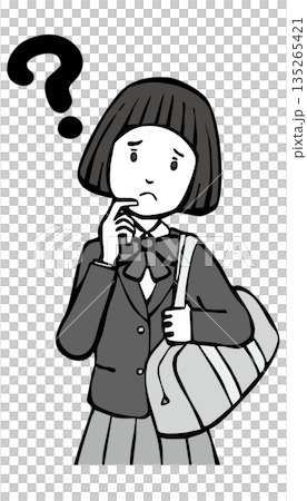 【モノクロ】制服の女の子 【モノクロ】制服の女の子 135265421