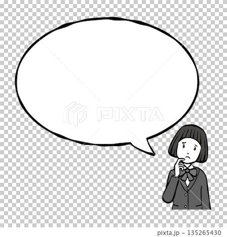 【モノクロ】制服の女の子 135265430