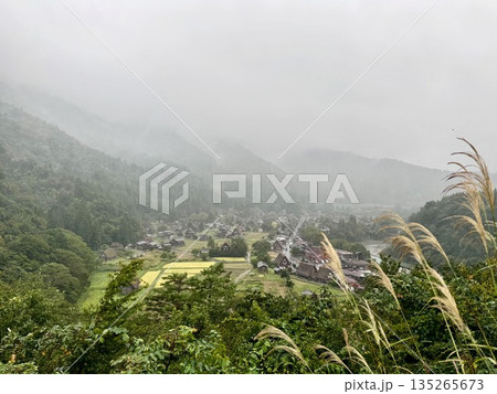 雨の白川郷 135265673