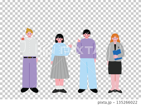 欧米人の英会話教師と日本人生徒のイラスト 135266022