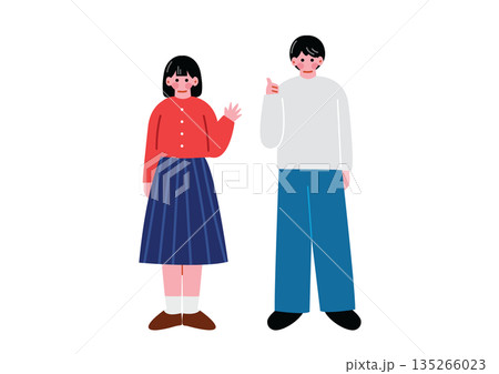日本人の若い男女のイラスト 135266023