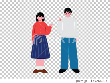 日本人の若い男女のイラスト 135266023
