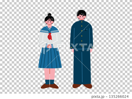 Male and female students in uniform 135266024