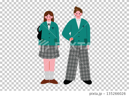 制服を着た学生の男女 135266026