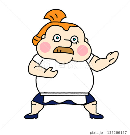 ピザ屋の店主をイメージした、元気で親しみやすい男性キャラクターイラスト 135266137