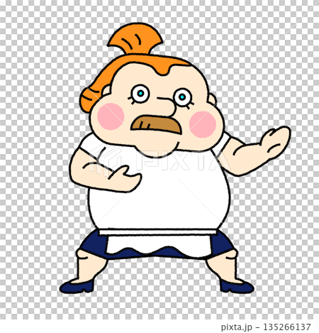 ピザ屋の店主をイメージした、元気で親しみやすい男性キャラクターイラスト 135266137