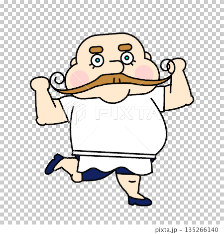 忙しそうに走るピザ屋店主のキャラクターイラスト 135266140