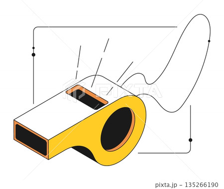 Isometric sports whistle of football referee sport match. Contrast design with thin outline 3D vector isolated on white background 135266190