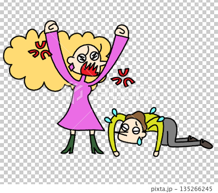 土下座して謝罪する男性を描いたコミカルなイラスト 土下座して謝罪する男性を描いたコミカルなイラスト 135266245
