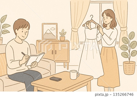 ソフトなリビングのイラス 135266746