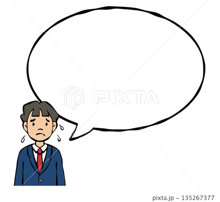 困った顔の制服の男の子 135267377