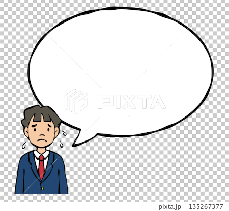 困った顔の制服の男の子 135267377