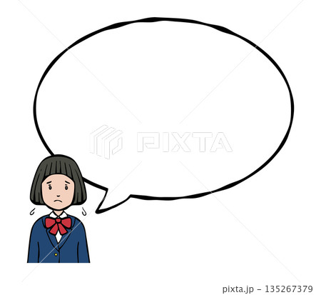制服の女の子 吹出し付き 制服の女の子 吹出し付き 135267379