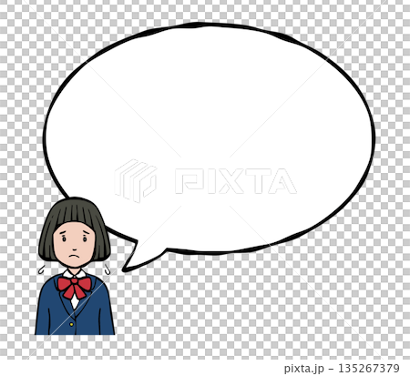 制服の女の子 吹出し付き 制服の女の子 吹出し付き 135267379