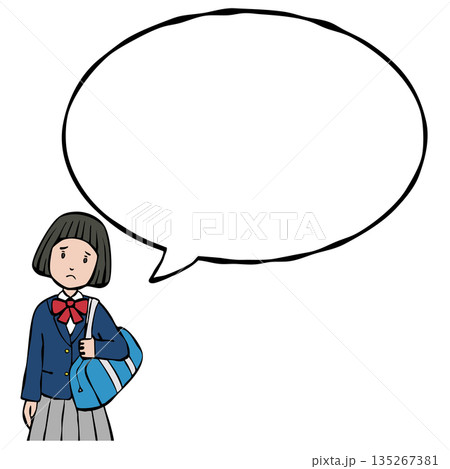 制服の女の子 吹出し付き 制服の女の子 吹出し付き 135267381
