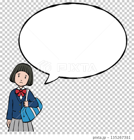 制服の女の子 吹出し付き 制服の女の子 吹出し付き 135267381