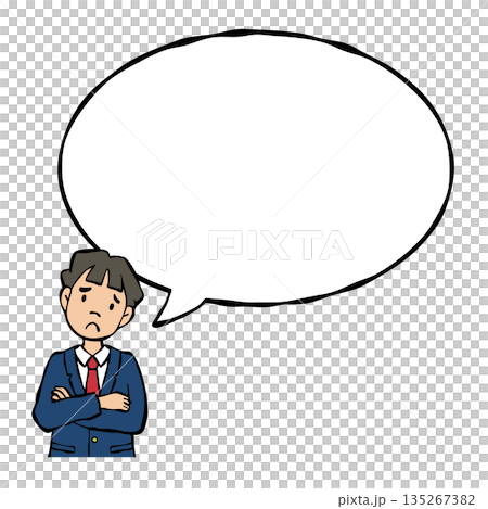 Boy in uniform with speech bubble Boy in uniform with speech bubble 135267382