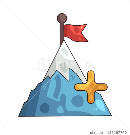 illustration of flag on mountain 135267760