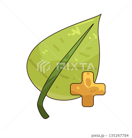 illustration of leaf with plus sign 135267784