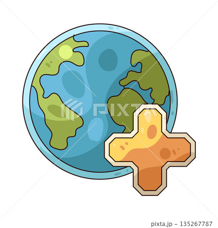 illustration of globe with plus sign illustration of globe with plus sign 135267787