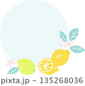 レトロ風のシンプルでポップなレモンのイラスト　丸いフレーム 135268036