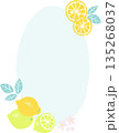 レトロ風のシンプルでポップなレモンのイラスト　楕円フレーム 135268037