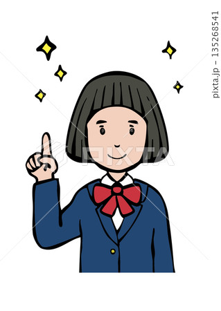 制服の女の子　指差しキラキラ 135268541