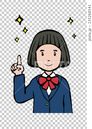 制服の女の子　指差しキラキラ 135268541