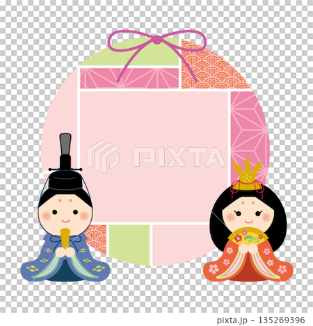 かわいいひな祭りのフレーム　見出し 135269396
