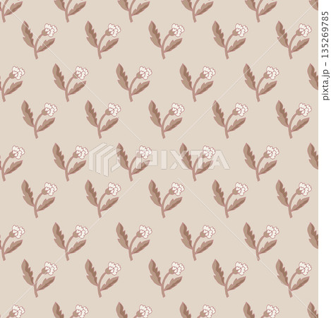 Warm Beige Mini Floral Pattern Warm Beige Mini Floral Pattern 135269785