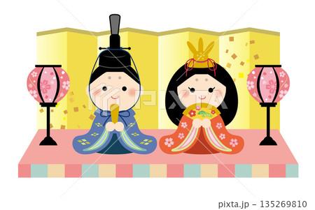 かわいい雛人形のイラスト ひなまつり かわいい雛人形のイラスト ひなまつり 135269810