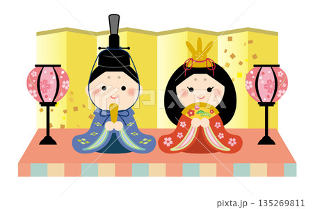 かわいい雛人形のイラスト　ひなまつり 135269811